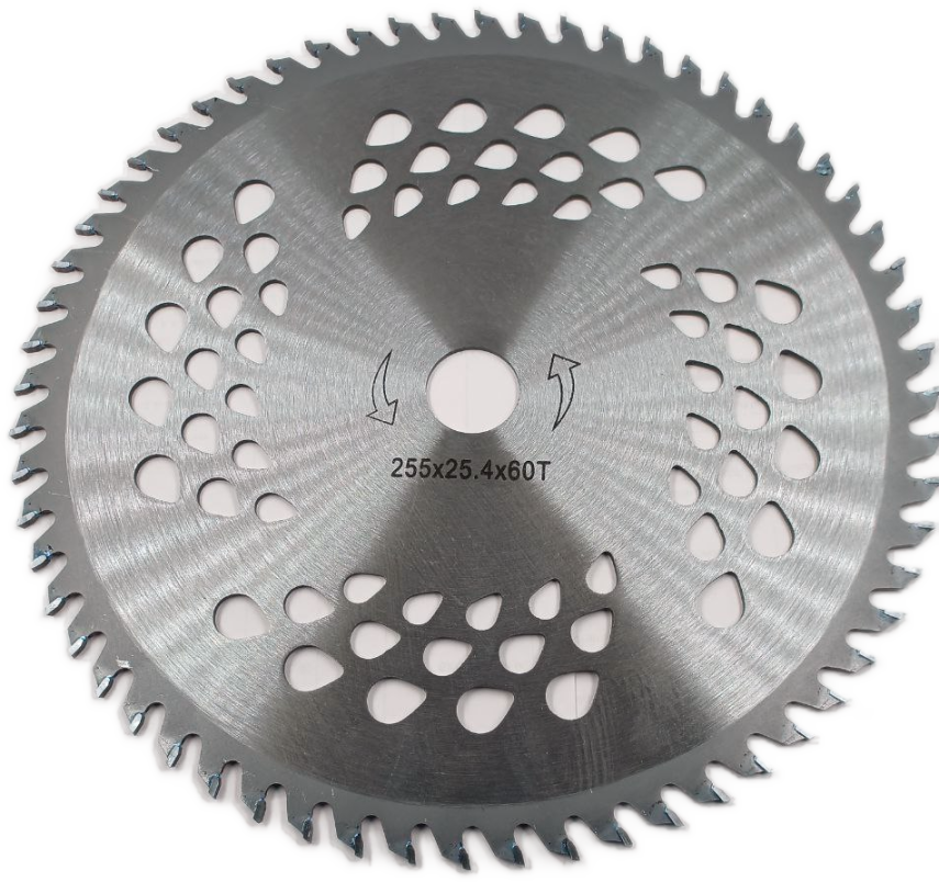 Cuchilla circular de 255mm x 25.4mm x 60T y 2mm de espesor para motoguadaña compatible con 52CC and 43CC