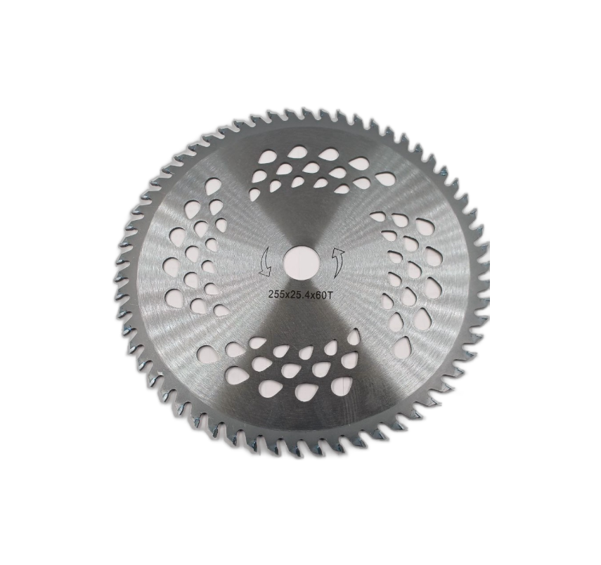 Cuchilla circular de 255mm x 25.4mm x 60T y 2mm de espesor para motoguadaña compatible con 52CC y 43CC