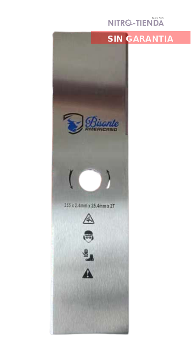 Lote de 50 und de Cuchilla rectangular de motoguadaña Bisonte Americano de 355x25x2.4mm con hueco grande