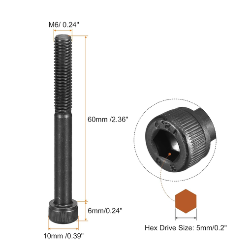 [A10.8.k1] Perno hexagonal M6x60mm para ahoyadoras