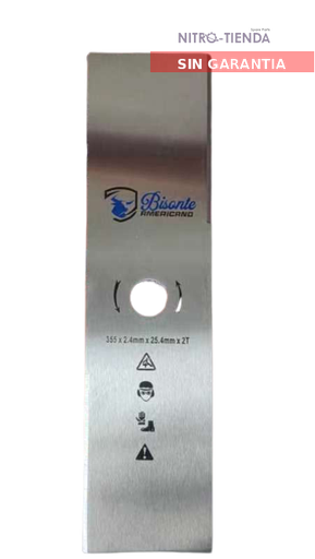 [A1.7.j1.R] Lote de 50 und de Cuchilla rectangular de motoguadaña Bisonte Americano de 355x25x2.4mm con hueco grande